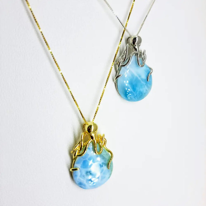 ?MY Favorite Octopus’ Pendant Necklace - Larimar Sterling