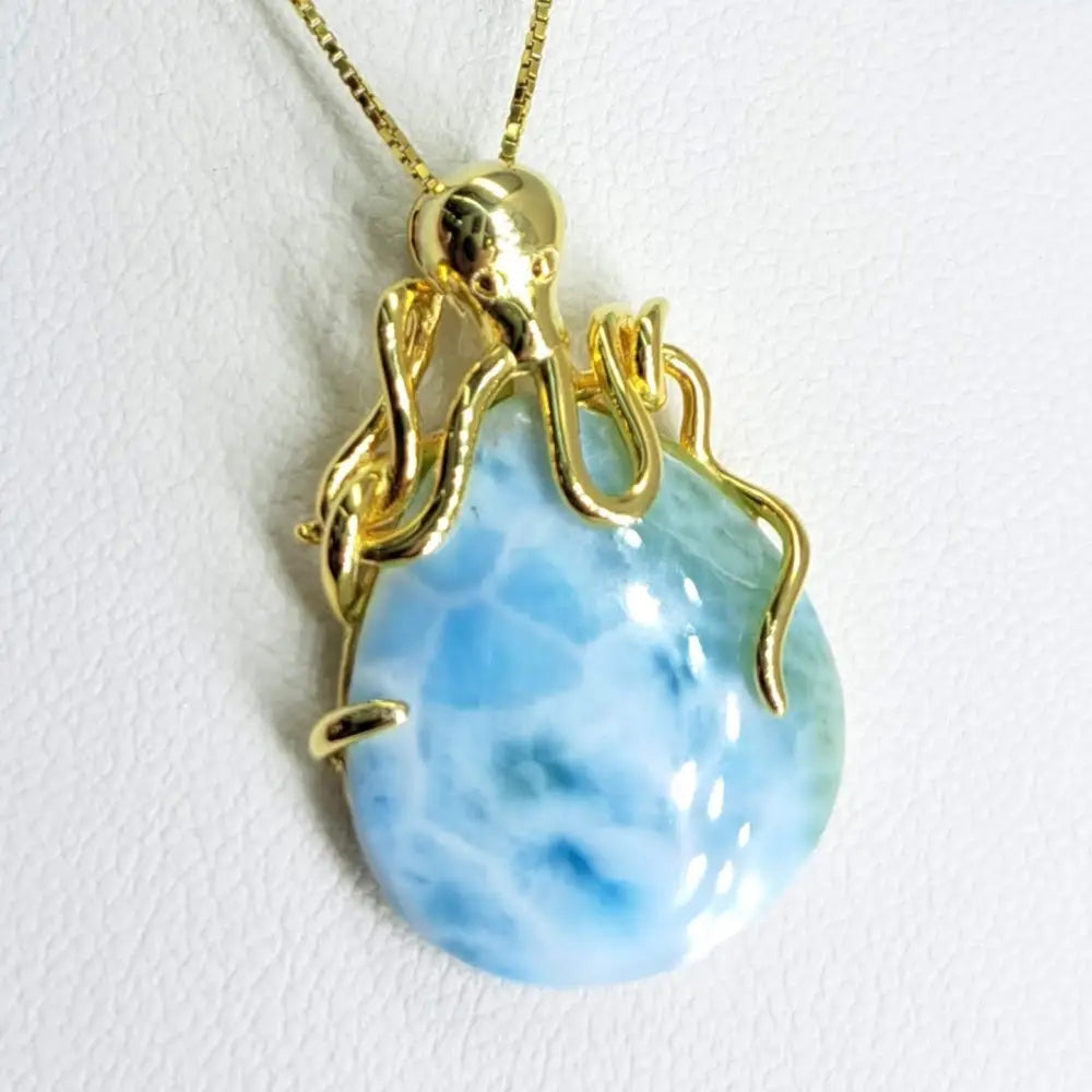 ?MY Favorite Octopus’ Pendant Necklace - Larimar Sterling