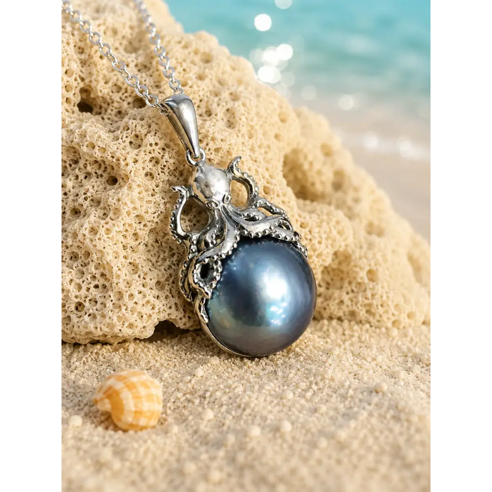 ?MY Octopus Pearl’ Pendant Necklace - Mabé Pearl Sterling