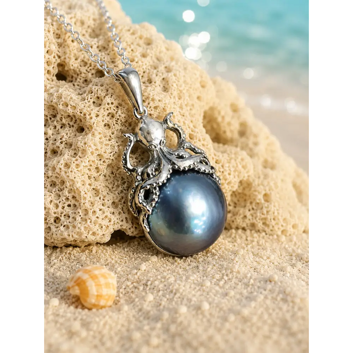 ?MY Octopus Pearl’ Pendant Necklace - Mabé Pearl Sterling