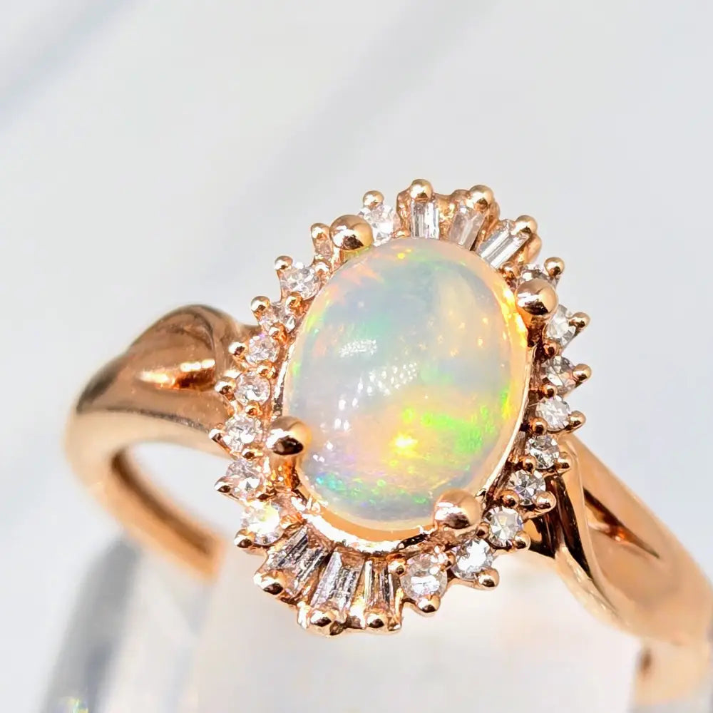 ?MY Sunshine’ Sz 7 Ring - 14k Rose Gold Diamond Opal