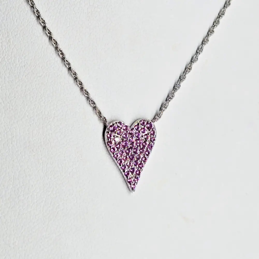 ?MY Sweetart Heart’ 17’’ - 19’’ Necklace - Pink Sapphire Anti-tarnish Sterling