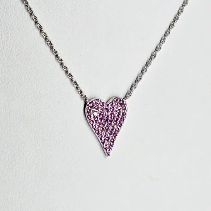 ?MY Sweetart Heart’ 17’’ - 19’’ Necklace - Pink Sapphire Anti-tarnish Sterling