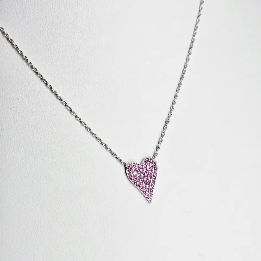 ?MY Sweetart Heart’ 17’’ - 19’’ Necklace - Pink Sapphire Anti-tarnish Sterling