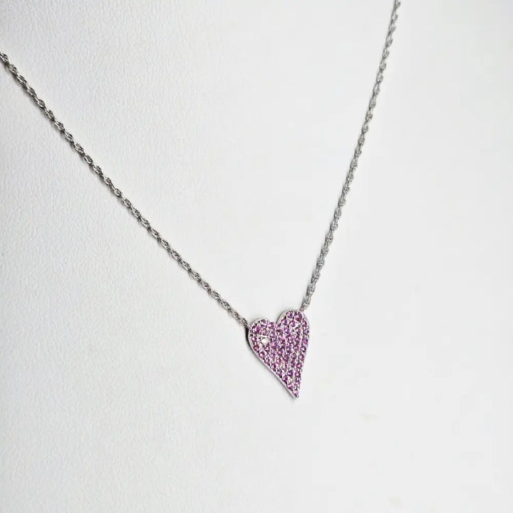 ?MY Sweetart Heart’ 17’’ - 19’’ Necklace - Pink Sapphire Anti-tarnish Sterling