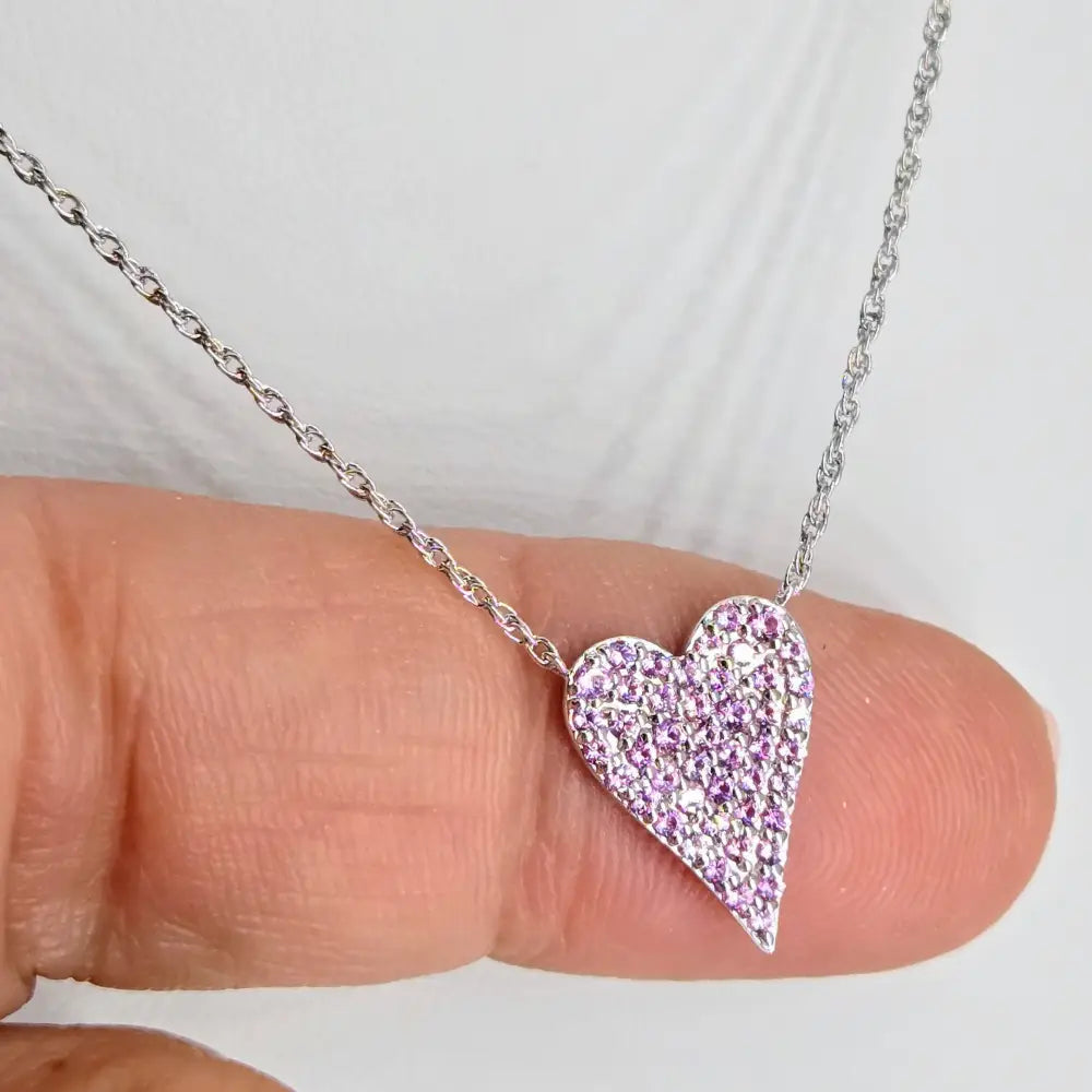 ?MY Sweetart Heart’ 17’’ - 19’’ Necklace - Pink Sapphire Anti-tarnish Sterling