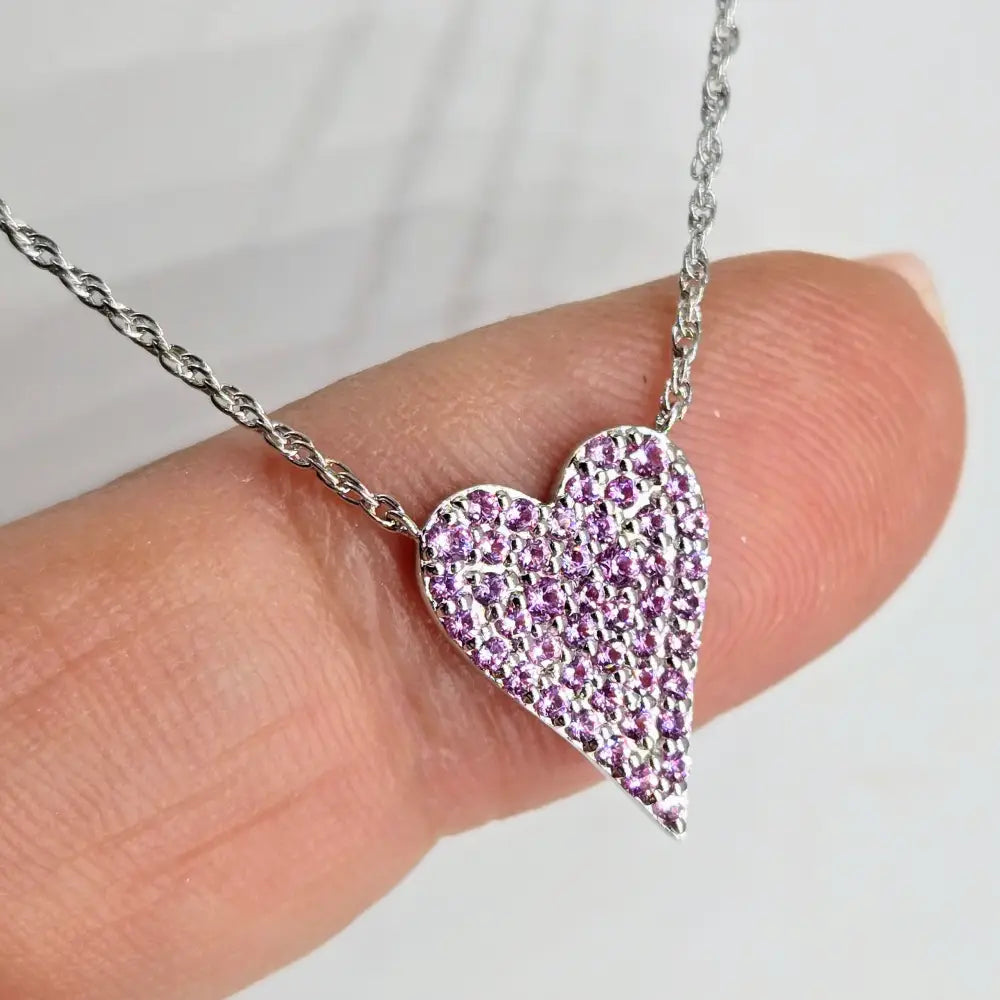 ?MY Sweetart Heart’ 17’’ - 19’’ Necklace - Pink Sapphire Anti-tarnish Sterling
