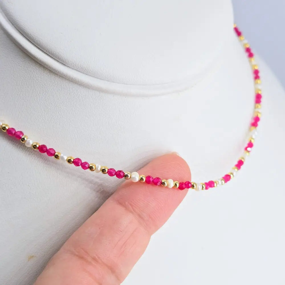 ?MY Sweetness’ 15’’ - 17’’ Necklace - Ruby Pearls Gold-filled Findings - Necklace