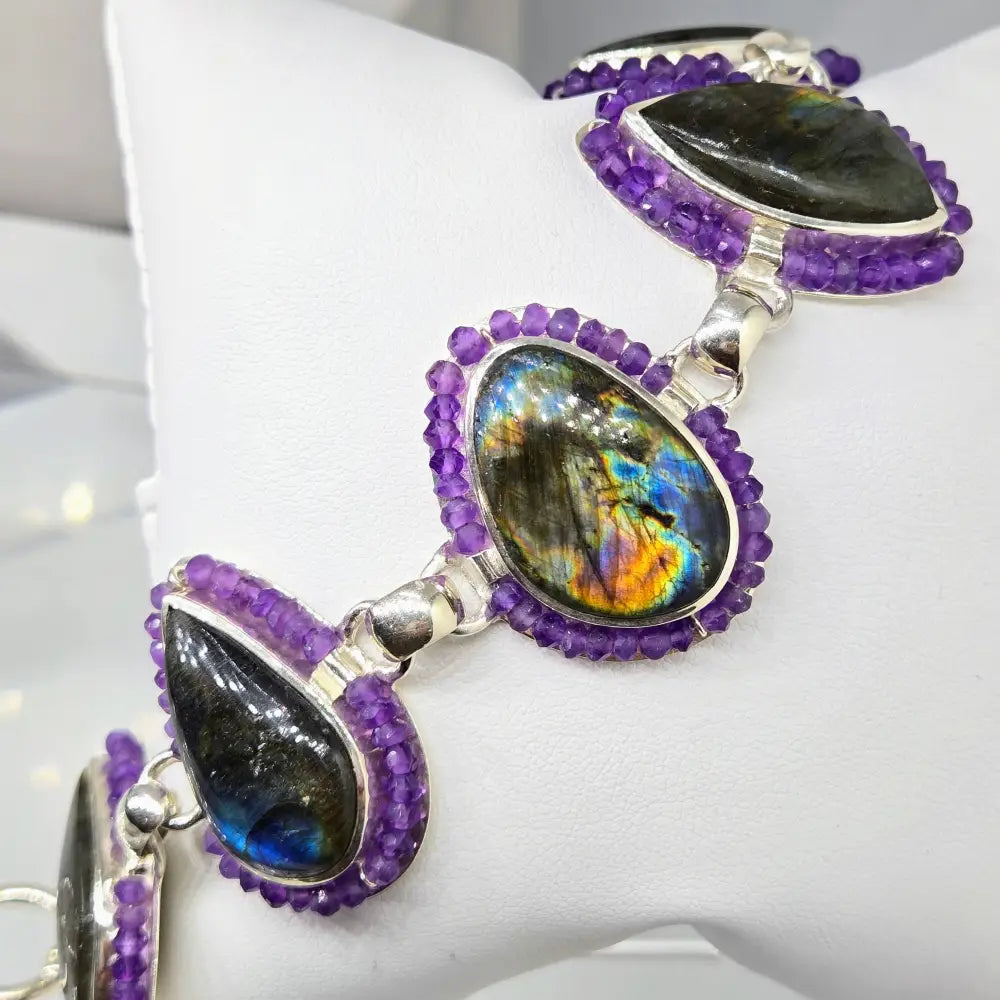 ?MYstic Flash’ 7’’ - 8’’ Bracelet - Labradorite Amethyst Sterling