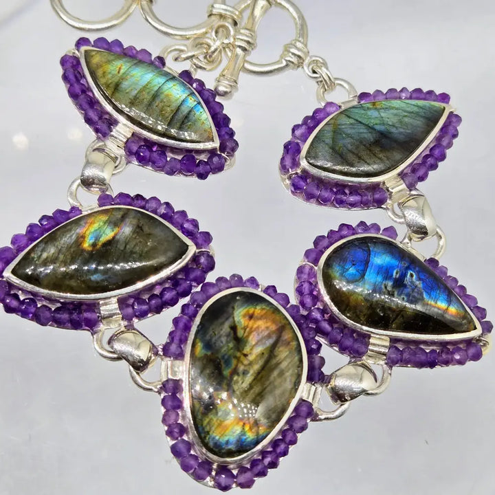 ?MYstic Flash’ 7’’ - 8’’ Bracelet - Labradorite Amethyst Sterling