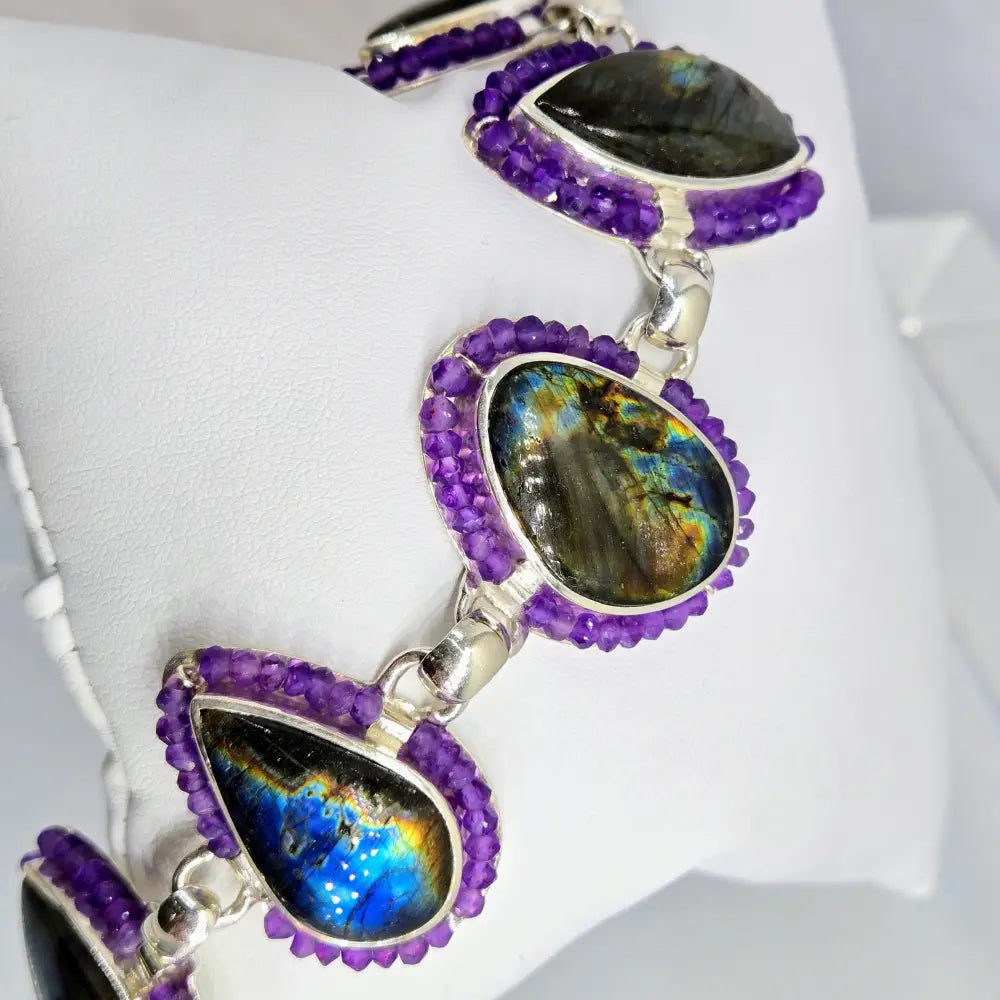 ?MYstic Flash’ 7’’ - 8’’ Bracelet - Labradorite Amethyst Sterling