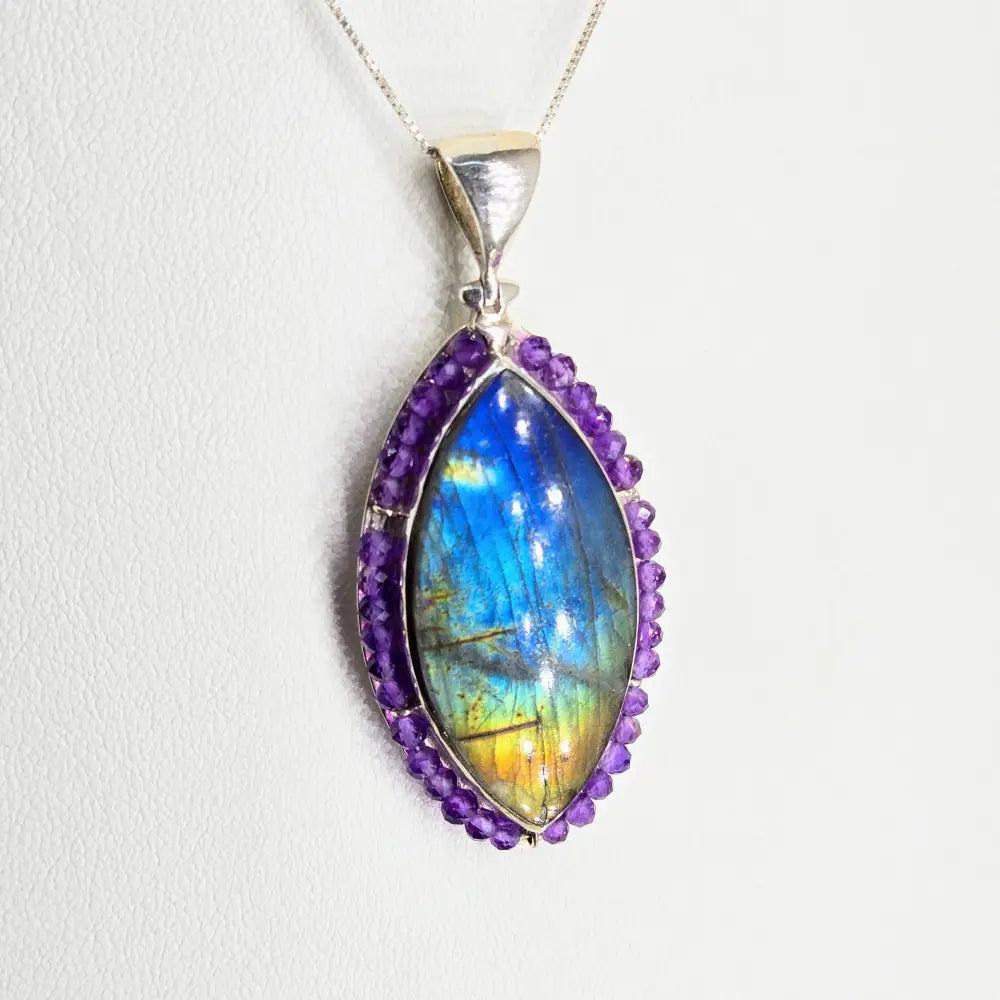 ?MYstic Flash-tastic’ Pendant Necklace - Labradorite Amethyst Sterling