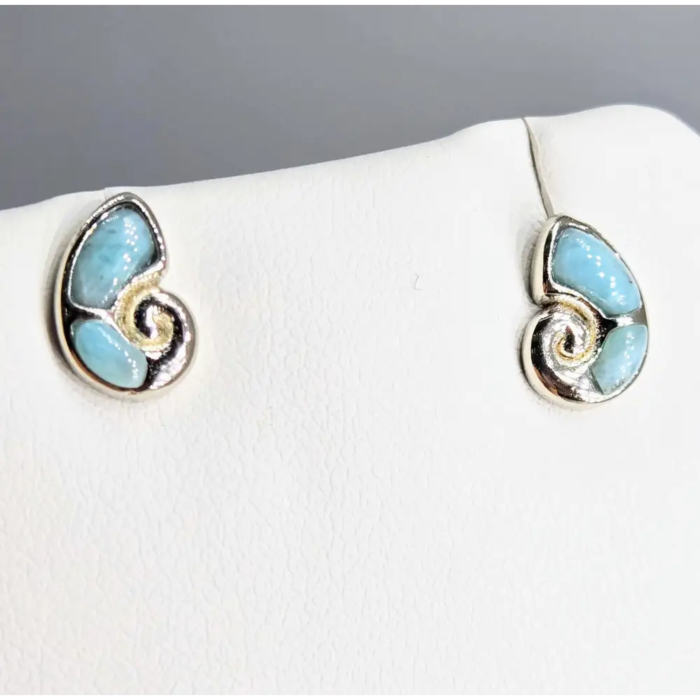?NAutilus’.5’’ Stud Earrings - Larimar Anti-tarnish Sterling