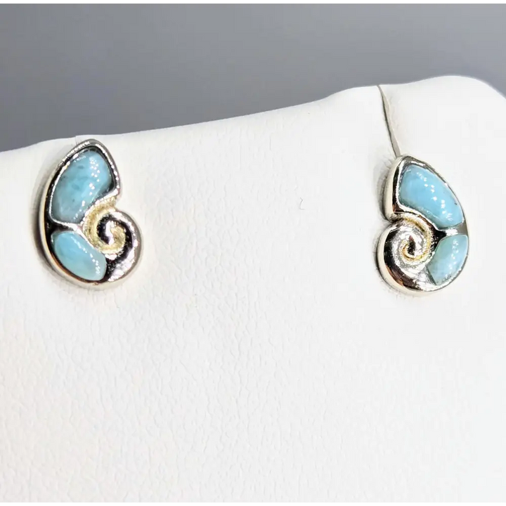 ?NAutilus’.5’’ Stud Earrings - Larimar Anti-tarnish Sterling