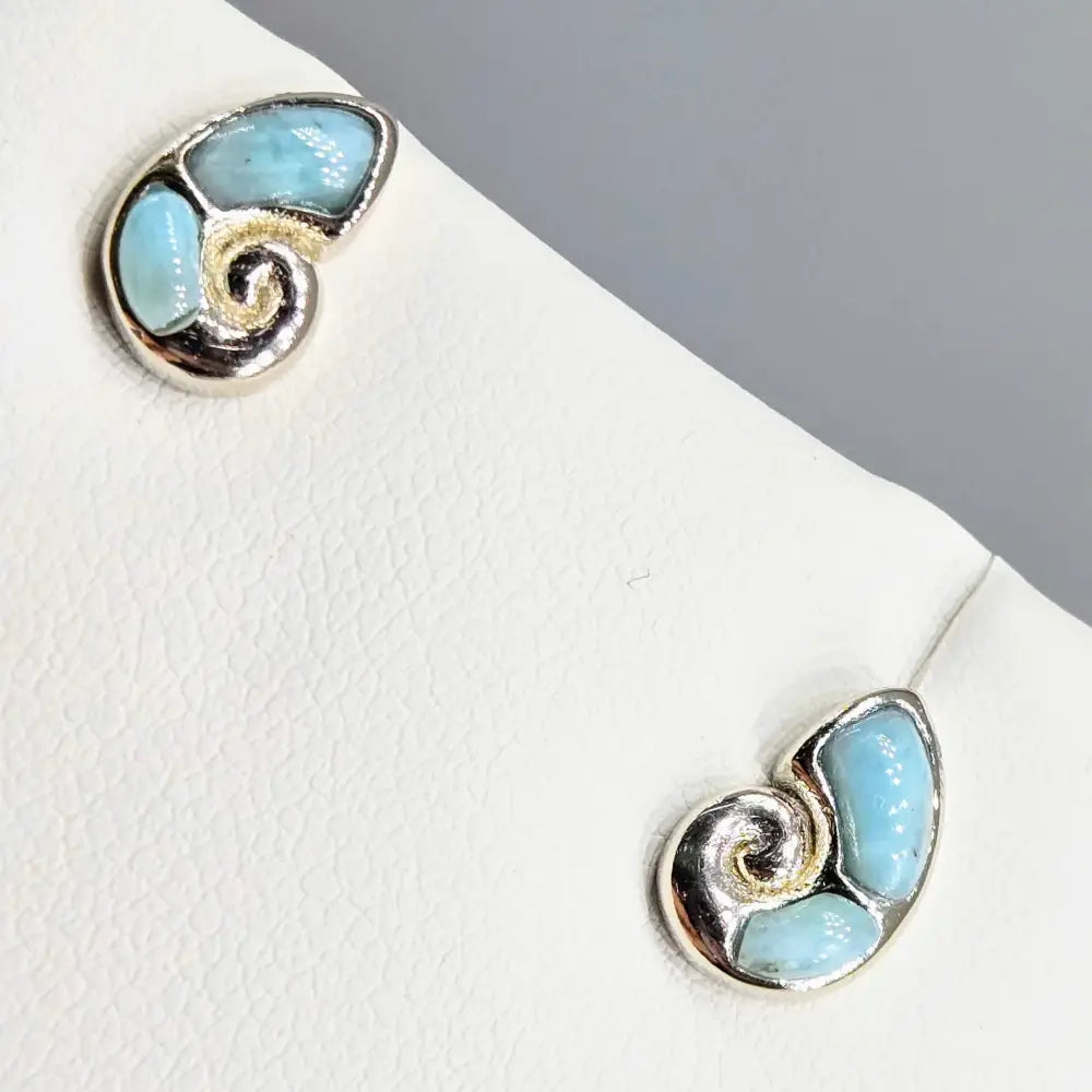 ?NAutilus’.5’’ Stud Earrings - Larimar Anti-tarnish Sterling
