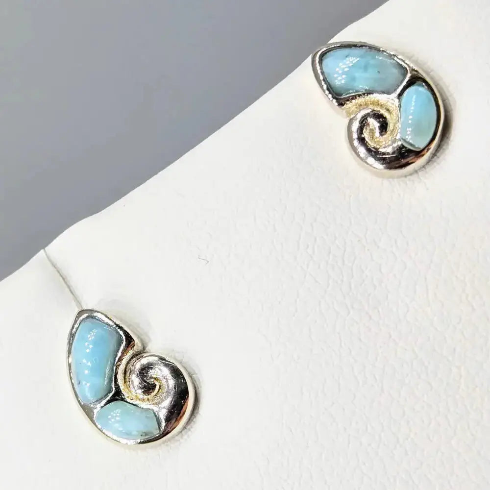 ?NAutilus’.5’’ Stud Earrings - Larimar Anti-tarnish Sterling