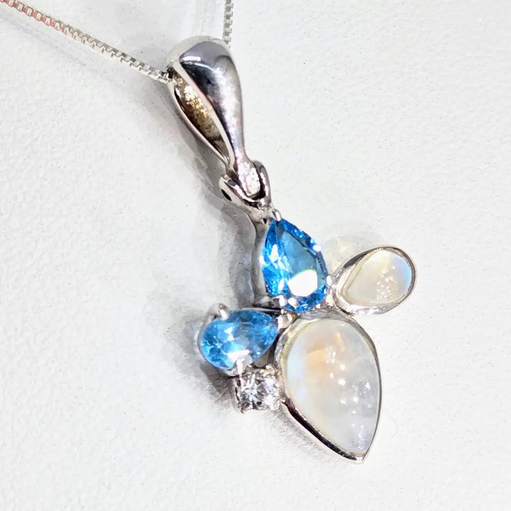 ?NEw Blue Review’ Pendant Necklace - Topaz Moonstone Sterling