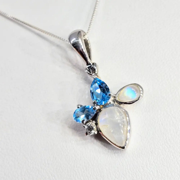 ?NEw Blue Review’ Pendant Necklace - Topaz Moonstone Sterling