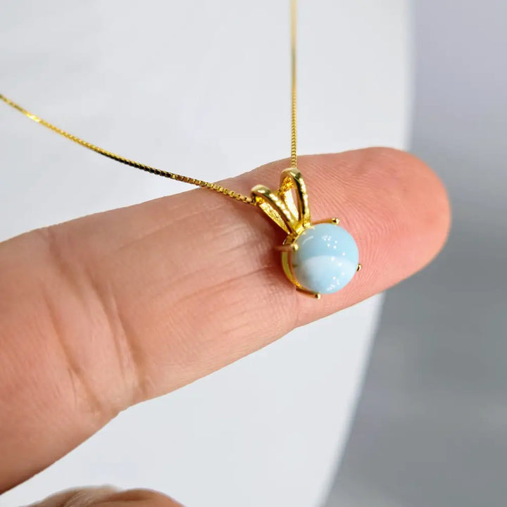 ?OCean Drop’pendant Necklace - Larimar 18k Gold Over Sterling - Key West Local Luxe