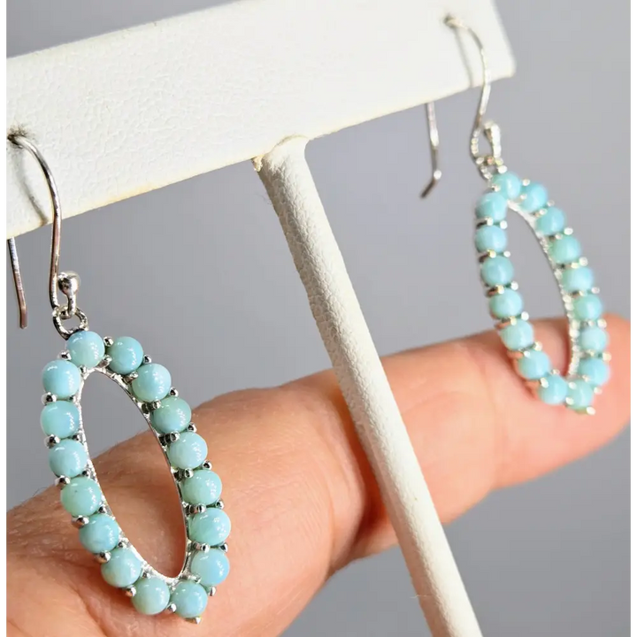 ?OCean Girlie’ 1.75’’ Earrings - Larimar Sterling