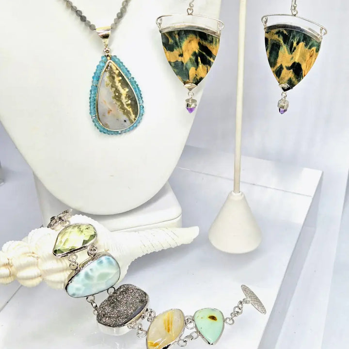 ?OCean Wellness’ Pendant Necklace - Jasper Apatite Labradorite Sterling