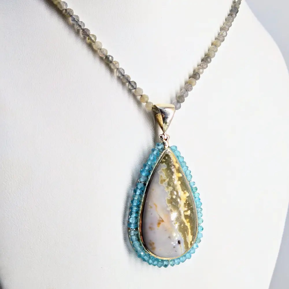 ?OCean Wellness’ Pendant Necklace - Jasper Apatite Labradorite Sterling