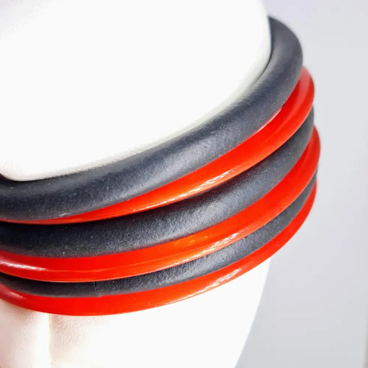 Outlet ?Old & New’ Sz Med Bracelet Set of 6 - Vintage ?Moonglow’ Plastic Neoprene