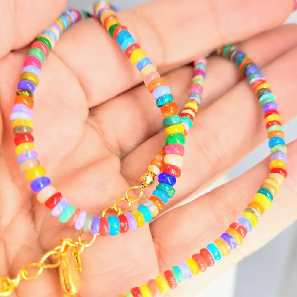 ?OPal Candy’ 16’’ - 18’’ Necklace - Opals Gold Plated Brass Findings