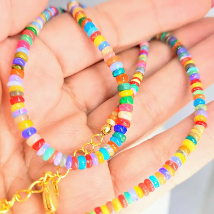 ?OPal Candy’ 16’’ - 18’’ Necklace - Opals Gold Plated Brass Findings