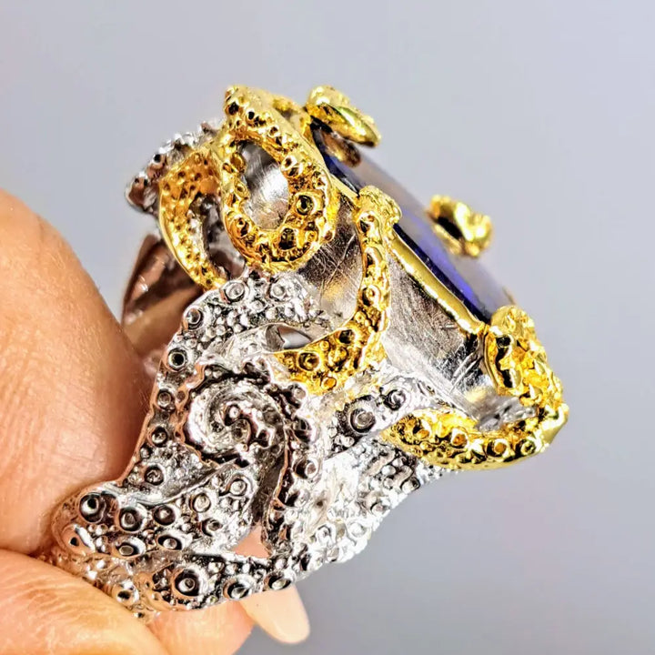 ?OPalotopus’ Sz 8 Ring - Opal Sterling 18k Gold