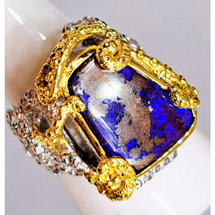 ?OPalotopus’ Sz 8 Ring - Opal Sterling 18k Gold