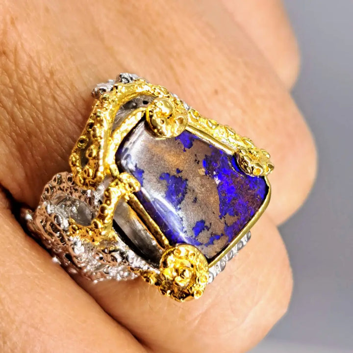 ?OPalotopus’ Sz 8 Ring - Opal Sterling 18k Gold