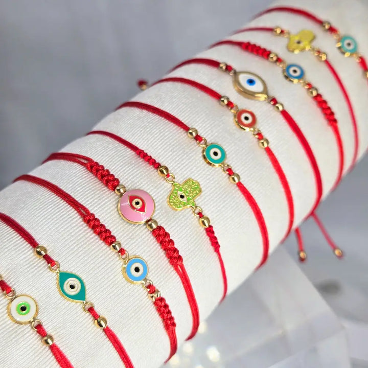 Outlet ?Good Vibes!’ Adj. Sz Bracelets - (many Styles!) 14k Gold Enamel Poly-silk - Pendant