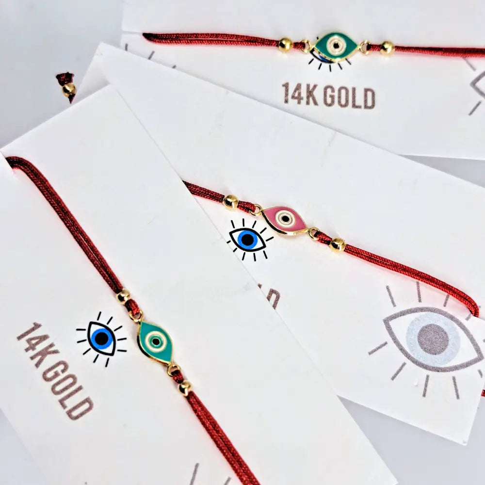 Outlet ?Good Vibes!’ Adj. Sz Bracelets - (many Styles!) 14k Gold Enamel Poly-silk - Pendant