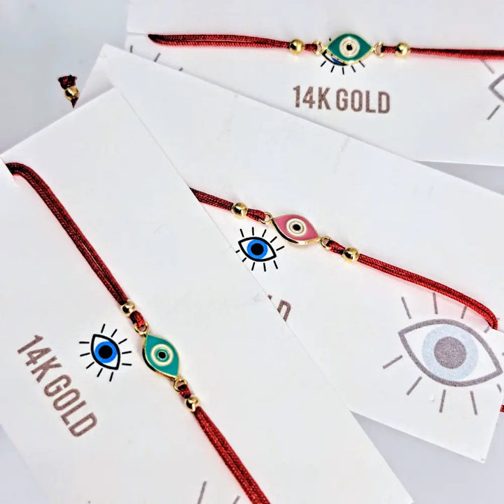 Outlet ?Good Vibes!’ Adj. Sz Bracelets - (many Styles!) 14k Gold Enamel Poly-silk - Pendant