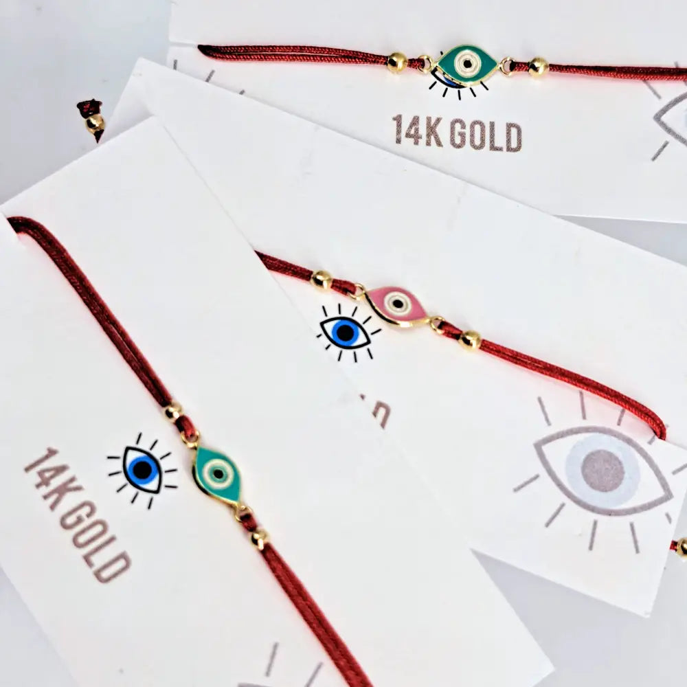 Outlet ?Good Vibes!’ Adj. Sz Bracelets - (many Styles!) 14k Gold Enamel Poly-silk - Pendant