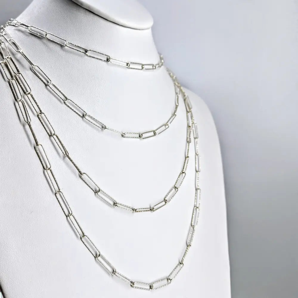 ?PAperclip Chain’ 4mm Necklace - Sterling - 16’’ - Pendant