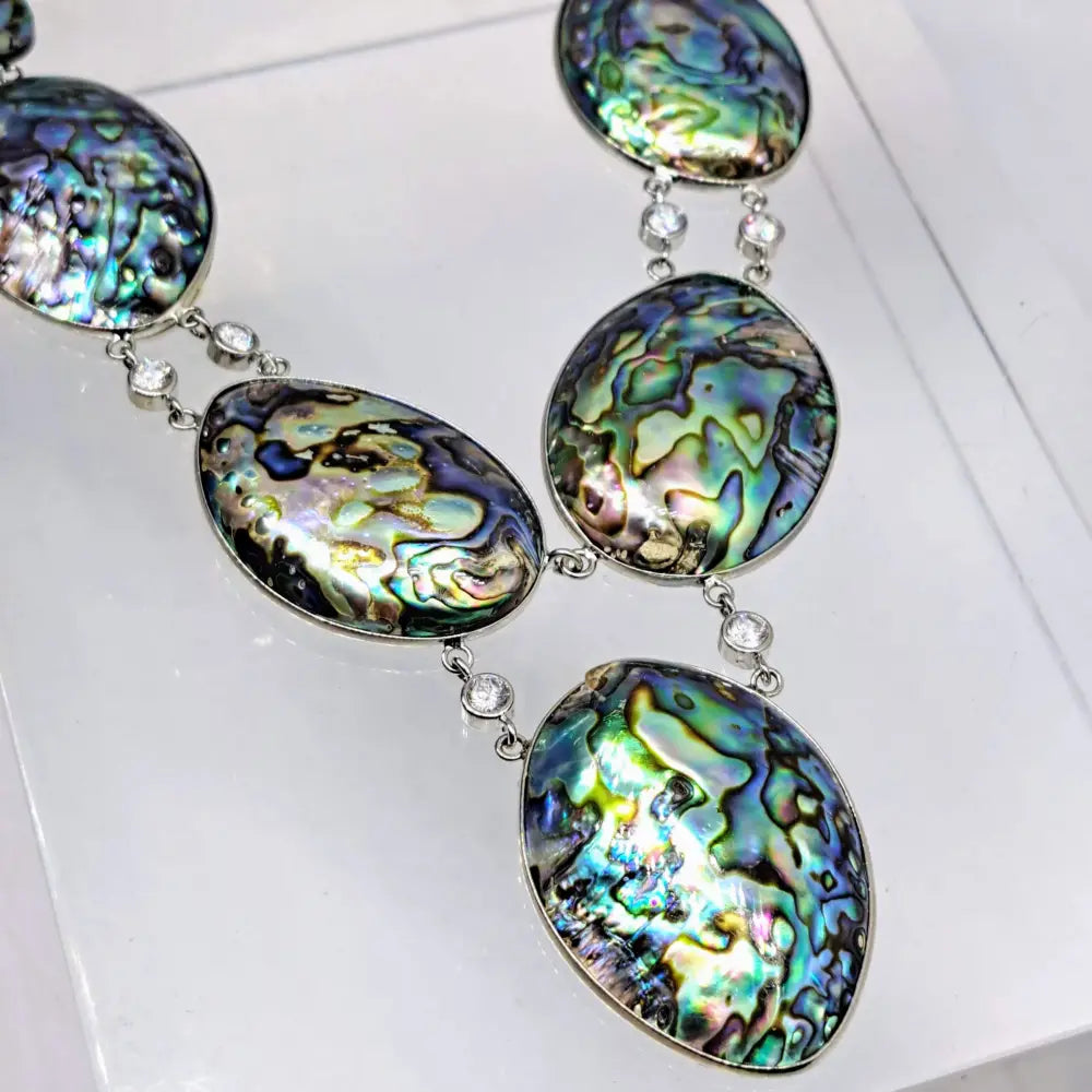 ?PAua-full!’ 24’’-26’’ Necklace - Paua Shell Crystal Hematite Sterling