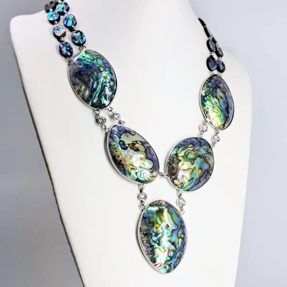 ?PAua-full!’ 24’’-26’’ Necklace - Paua Shell Crystal Hematite Sterling
