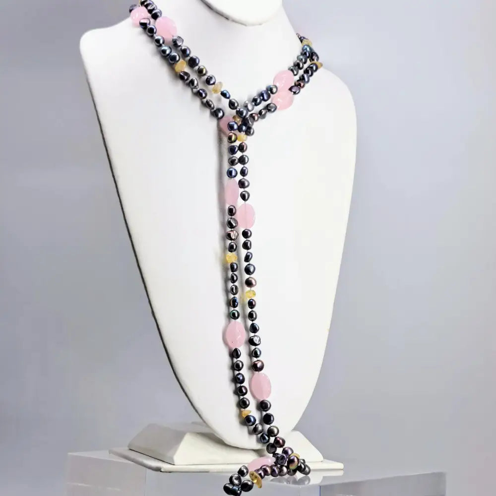 Outlet: ?Peacock-pretty’ 64’’ Necklace - Pearls Crystals Opalite Mixed Gems (your Choice)