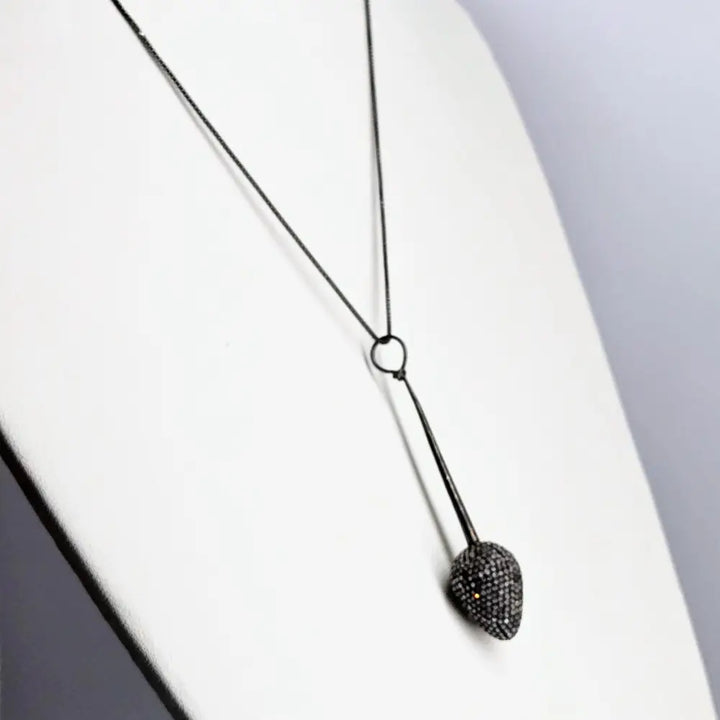 ?PEndulum’ Pendant Necklace - Diamonds Oxidized Sterling - 16’’