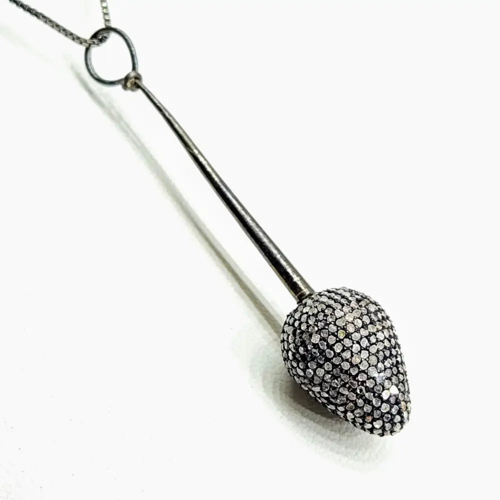 ?PEndulum’ Pendant Necklace - Diamonds Oxidized Sterling - 16’’