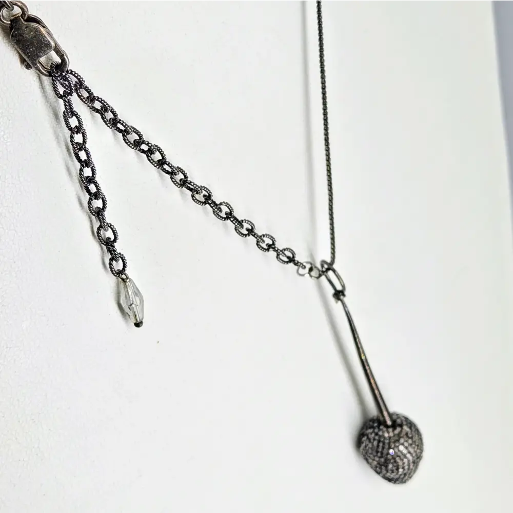 ?PEndulum’ Pendant Necklace - Diamonds Oxidized Sterling - 16’’