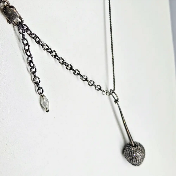 ?PEndulum’ Pendant Necklace - Diamonds Oxidized Sterling - 16’’