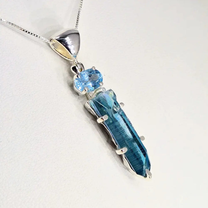 ?PErfect Energy’ 1.75’’ Pendant - Aqua Aura Quartz Topaz Sterling