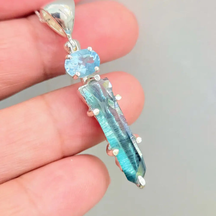 ?PErfect Energy’ 1.75’’ Pendant - Aqua Aura Quartz Topaz Sterling