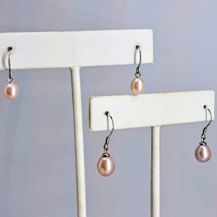 Outlet ?Petite Pearl Drops’ Appx. 1’’ or.75’’ Earrings - Pink White or Peacock Pearls Sterling