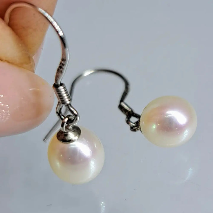 Outlet ?Petite Pearl Drops’ Appx. 1’’ or.75’’ Earrings - Pink White or Peacock Pearls Sterling - with Coil French Hook