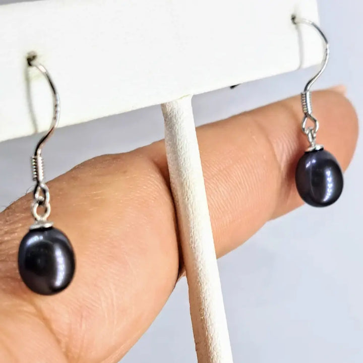 Outlet ?Petite Pearl Drops’ Appx. 1’’ or.75’’ Earrings - Pink White or Peacock Pearls Sterling - with Coil French Hook