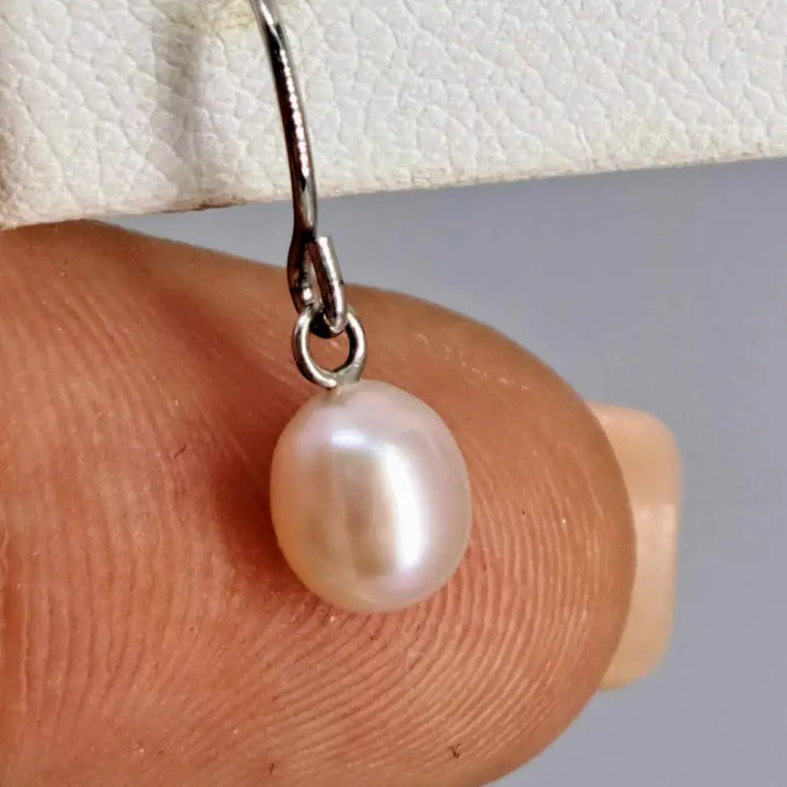 Outlet ?Petite Pearl Drops’ Appx. 1’’ or.75’’ Earrings - Pink White or Peacock Pearls Sterling - with Simple French Hook